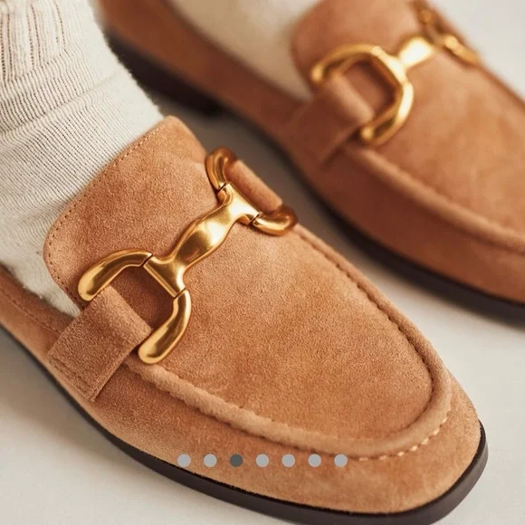 Bibi Lou Anthropologie Zagreb Suede Loafers Camel Tan Size 39/8.5 - Picture 6 of 11